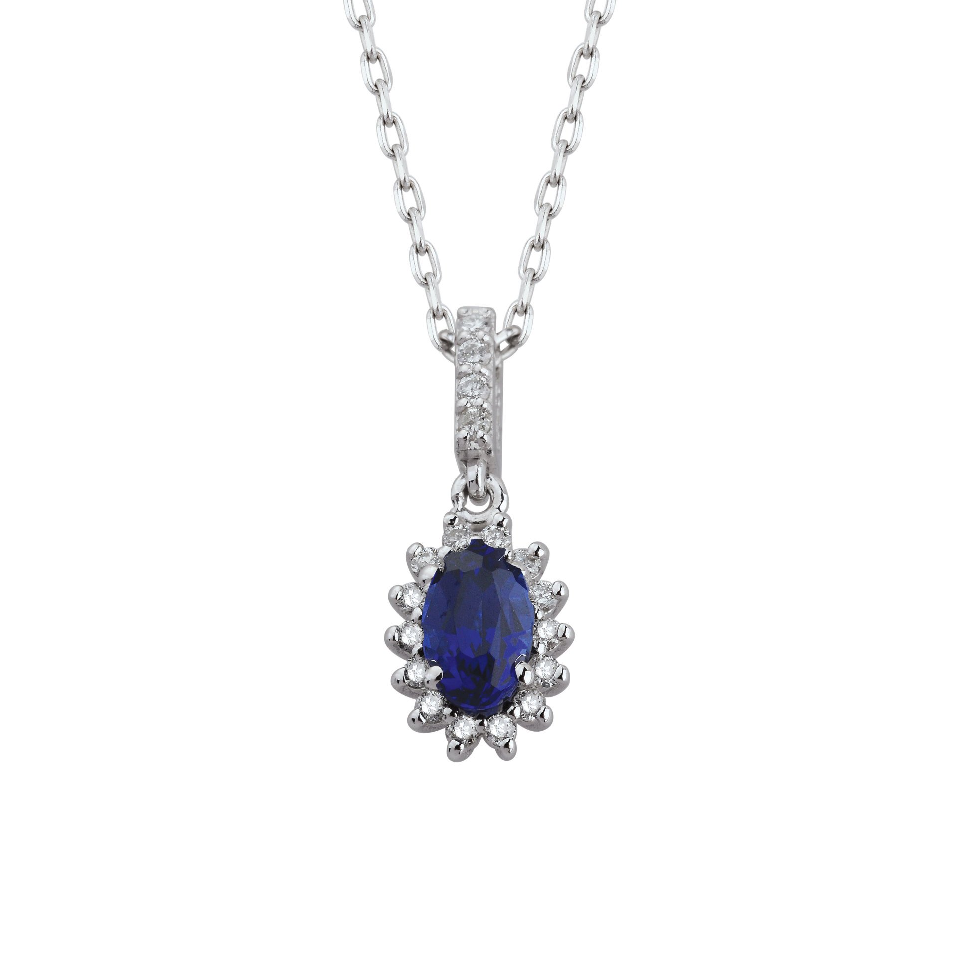 0,35 Karat Safir Pırlanta Kolye