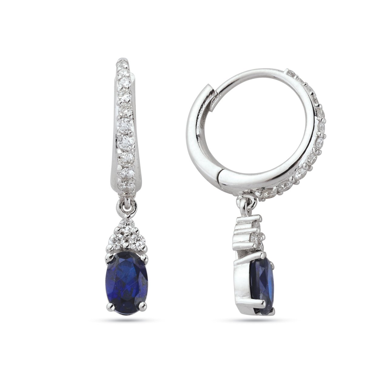 1,20 Karat Pırlanta Safir Küpe