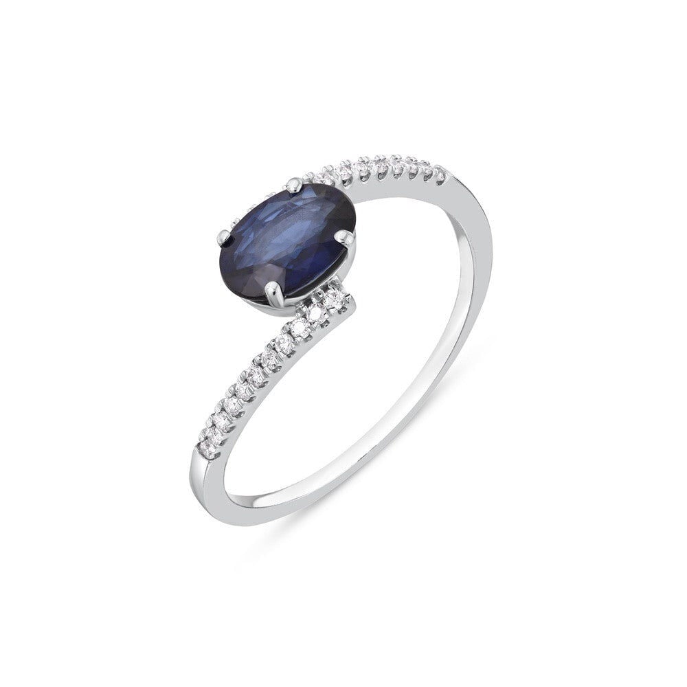 0,91 Karat Pırlanta Oval Safir Yüzük