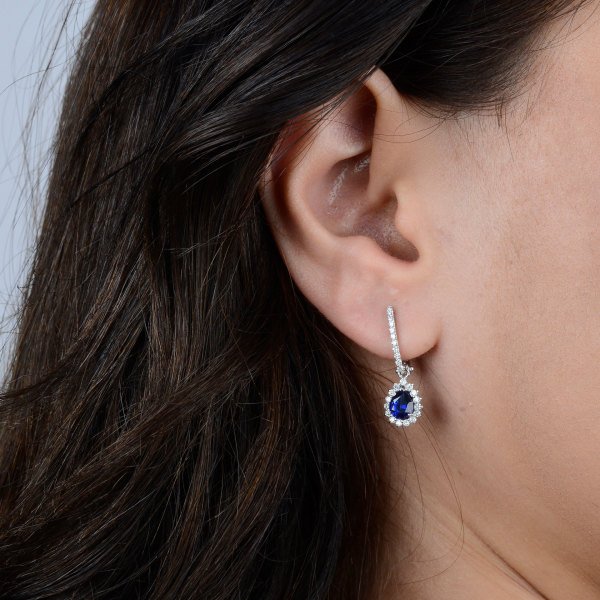 2,04 Karat Safir Pırlanta Küpe