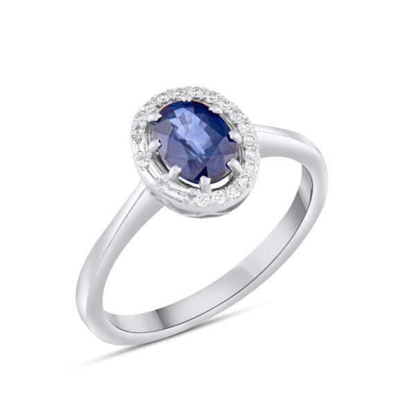1,11 Karat Pırlanta Oval Safir Yüzük