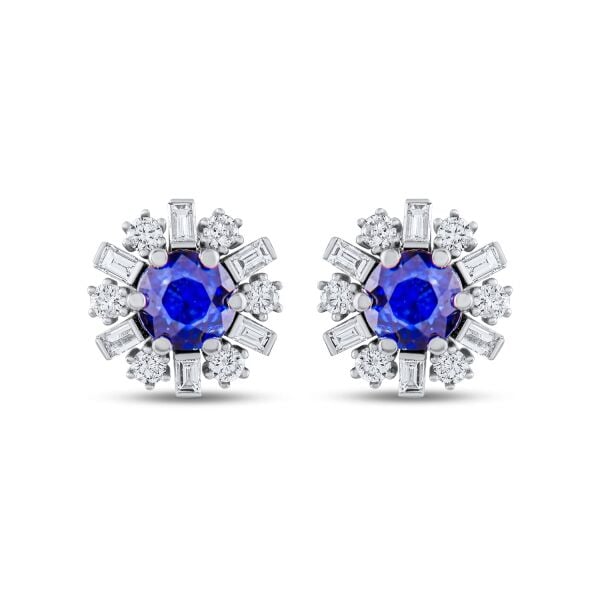1,35 Karat Pırlanta Safir Küpe