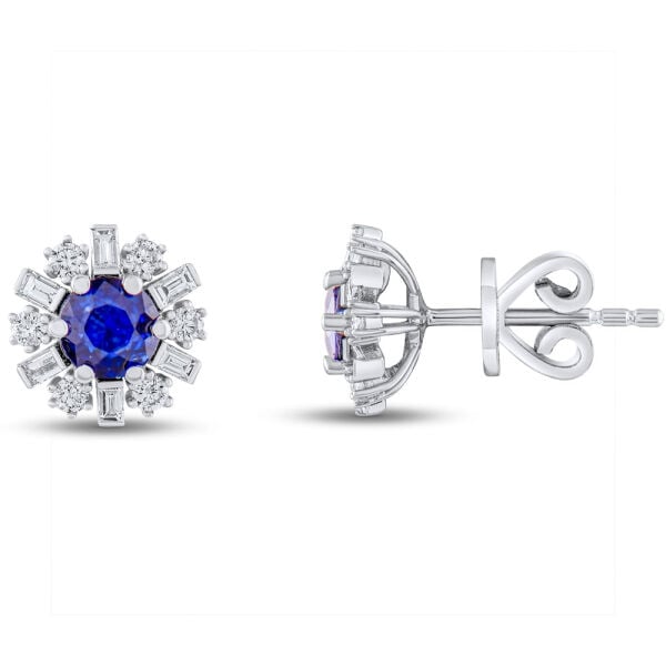 1,35 Karat Pırlanta Safir Küpe