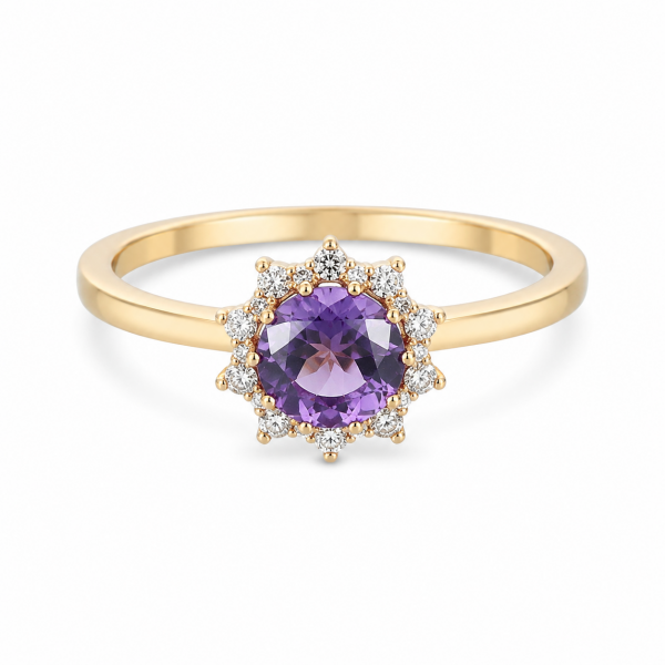 0,16 Karat Garnet Model E Renk SI Berraklık Pırlanta Yüzük