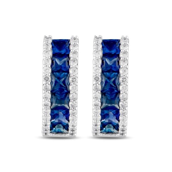 2,41 Karat Pırlanta Safir Küpe
