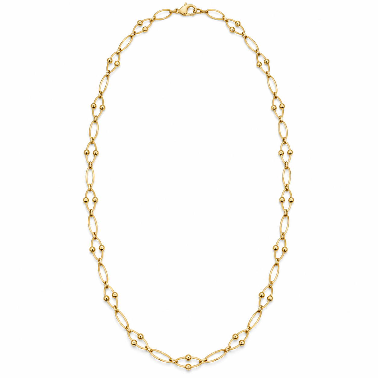 14 Ayar Toplu Oval Halka Altın Zincir 60 cm