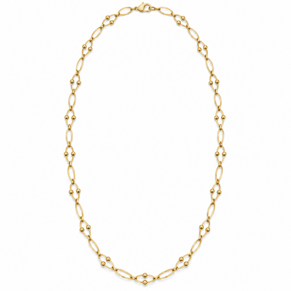 14 Ayar Toplu Oval Halka Altın Zincir 60 cm