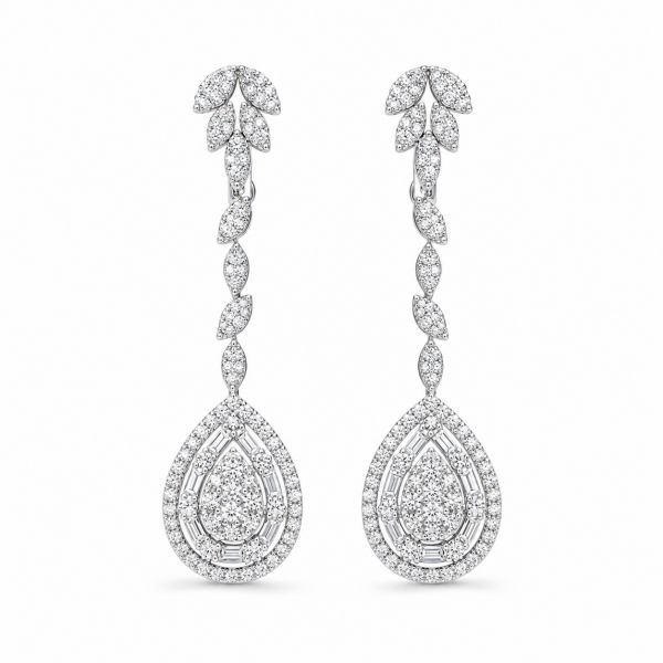 0.98 Karat E-F VS Pırlanta Damla Sallantılı Küpe