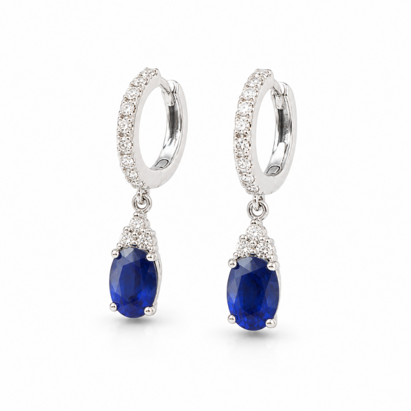1.20 Karat Safir 0.40 Karat H VS Pırlanta Küpe