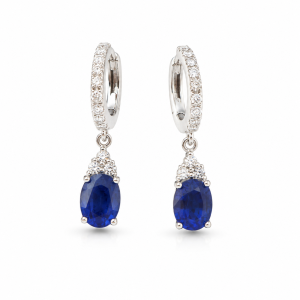 1.20 Karat Safir 0.40 Karat H VS Pırlanta Küpe
