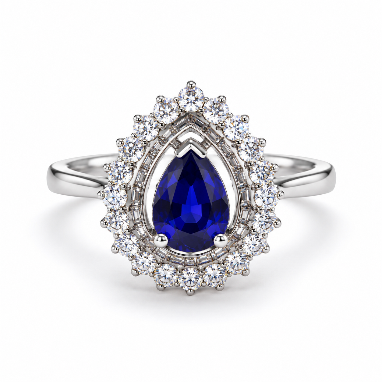 0.98 Karat Damla Safir Pırlanta Yüzük