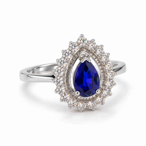 0.98 Karat Damla Safir Pırlanta Yüzük