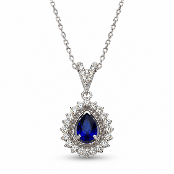 1.09 Karat Damla Safir Pırlanta Kolye
