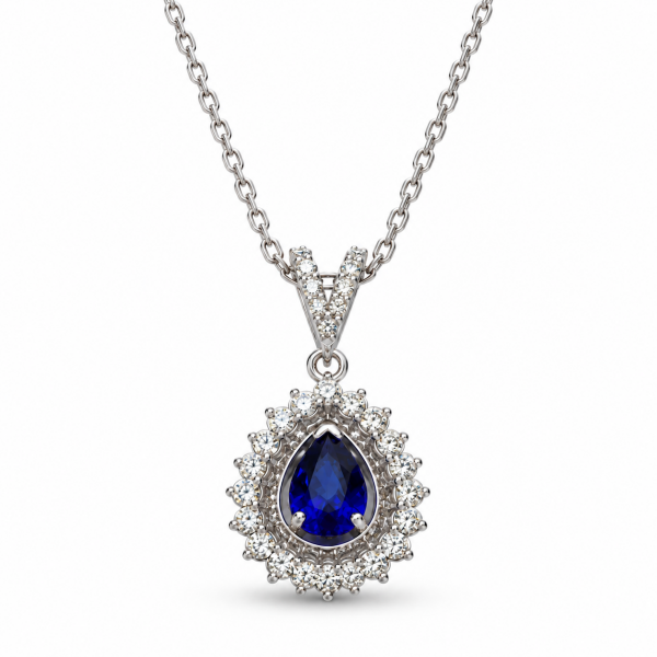 1.09 Karat Damla Safir Pırlanta Kolye
