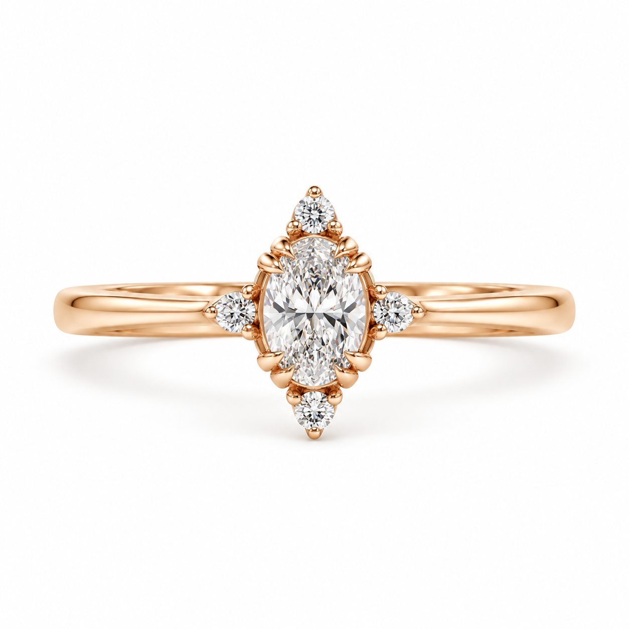 0.30 Karat Oval Pırlanta Rose Altın Yüzük