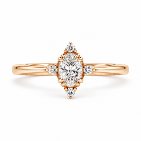 0.30 Karat Oval Pırlanta Rose Altın Yüzük