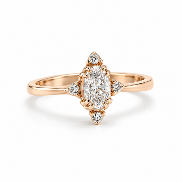 0.30 Karat Oval Pırlanta Rose Altın Yüzük