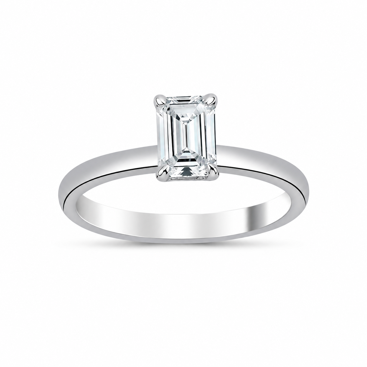 0.40 Karat F SI Emerald Kesim Pırlanta Tektaş Yüzük
