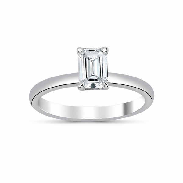 0.40 Karat F SI Emerald Kesim Pırlanta Tektaş Yüzük