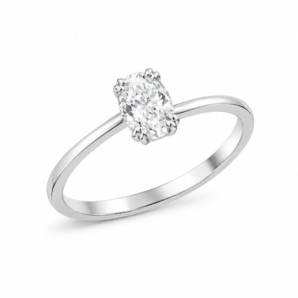 0.30 Karat F SI Oval Kesim Pırlanta Çift Tırnaklı Tektaş Yüzük