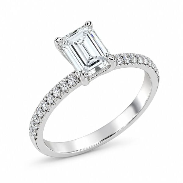 0.45 Karat F SI Emerald Kesim Yan Taşlı Pırlanta Tektaş Yüzük