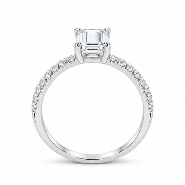 0.45 Karat F SI Emerald Kesim Yan Taşlı Pırlanta Tektaş Yüzük