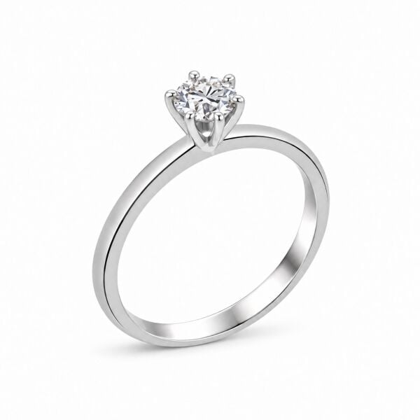 0.30 Karat G SI Yuvarlak Pırlanta 6 Tırnaklı Tektaş Yüzük