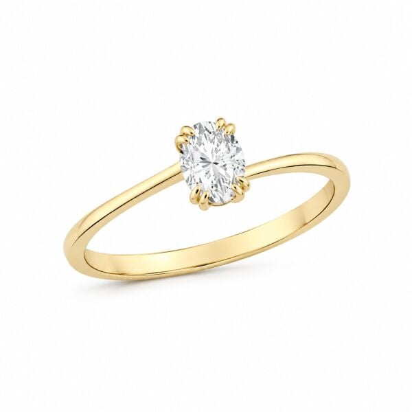 0.40 Karat F SI Oval Kesim Pırlanta Sarı Altın Tektaş Yüzük