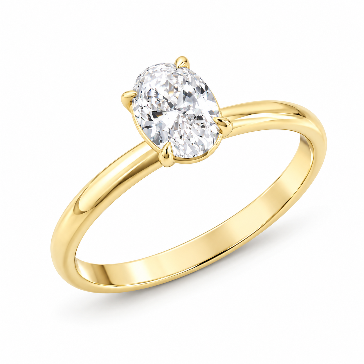 0.30 Karat F SI Oval Kesim Pırlanta Sarı Altın Tektaş Yüzük