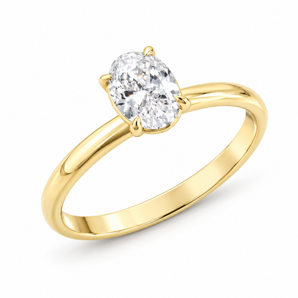 0.30 Karat F SI Oval Kesim Pırlanta Sarı Altın Tektaş Yüzük