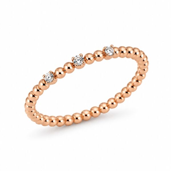 0.03 Karat G SI Boncuklu Pırlanta Rose Altın Yüzük