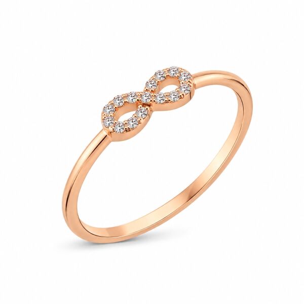 0.07 Karat G SI Sonsuzluk Pırlanta Rose Altın Yüzük