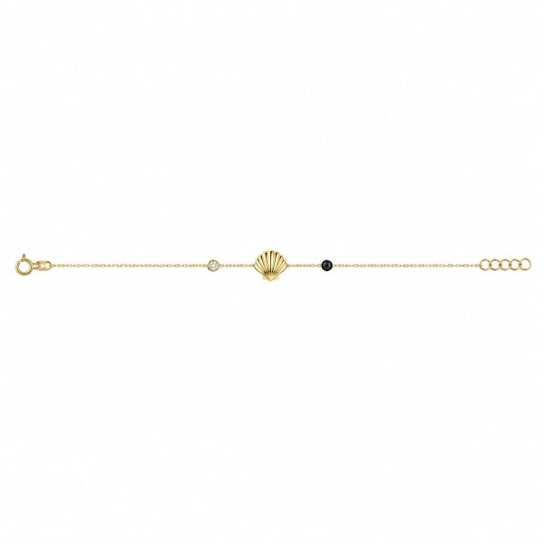 0.02 Karat G SI Pırlanta Siyah Spinel Taşlı İstiridye Sarı Altın Bileklik