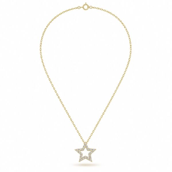 0.10 Karat G SI Yıldız Pırlanta Sarı Altın Kolye