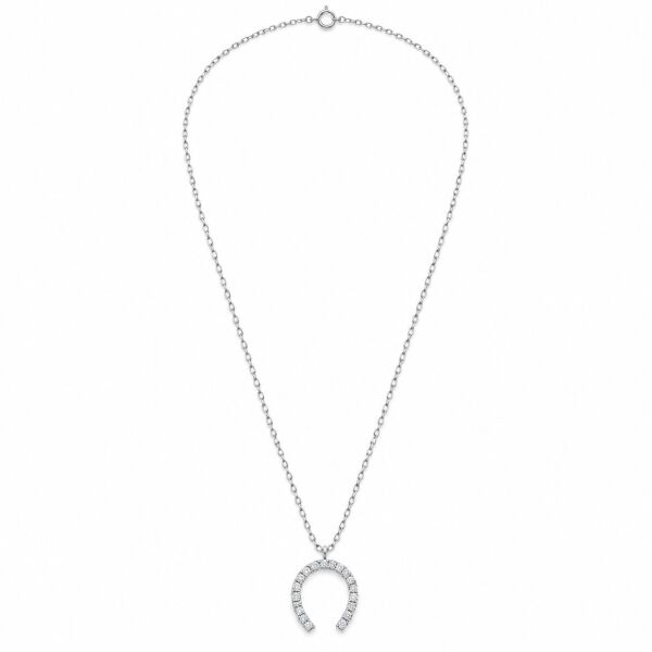 0.10 Karat G SI At Nalı Pırlanta Beyaz Altın Kolye