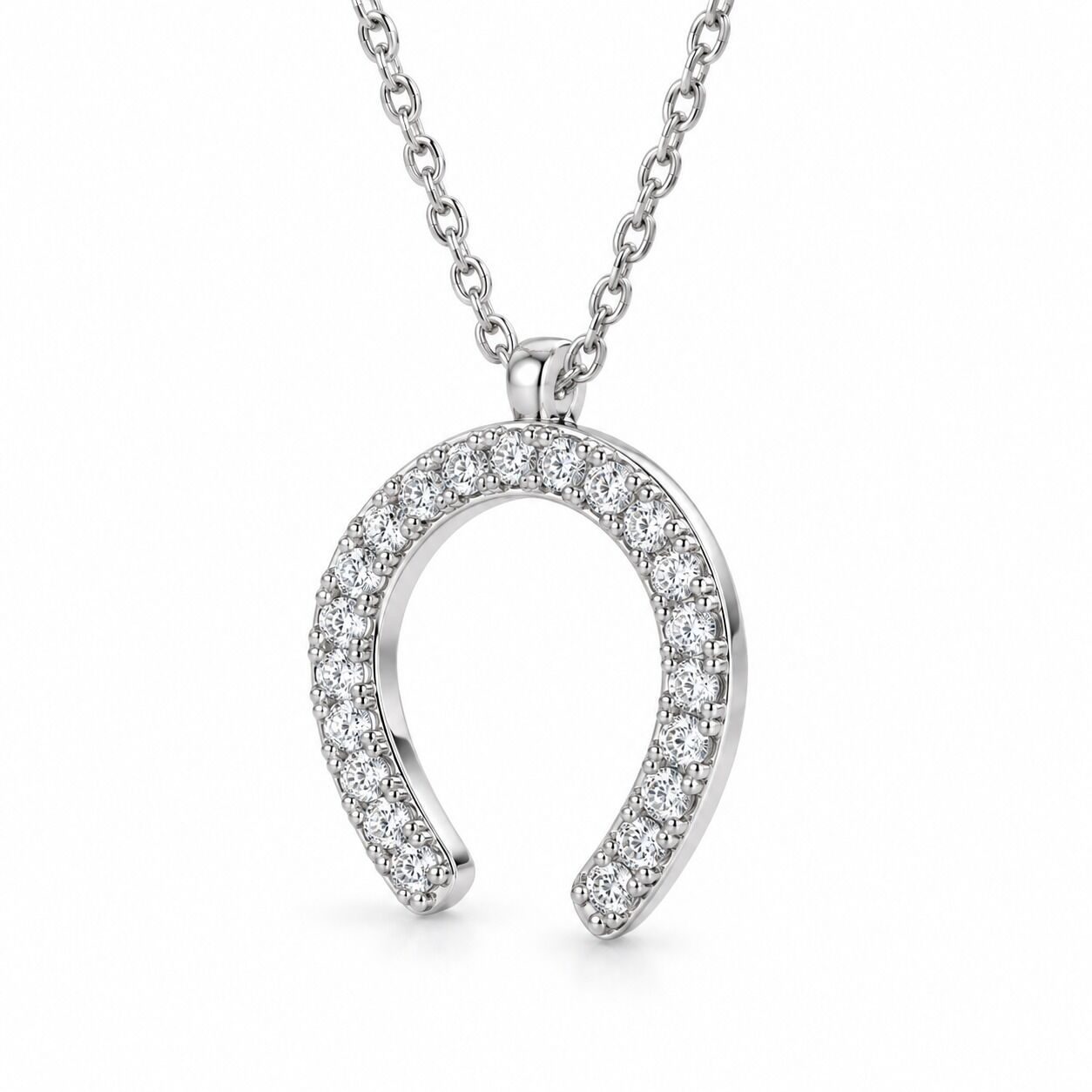 0.10 Karat G SI At Nalı Pırlanta Beyaz Altın Kolye