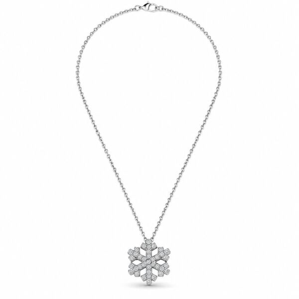 0.19 Karat G SI Pave Kar Tanesi Pırlanta Beyaz Altın Kolye