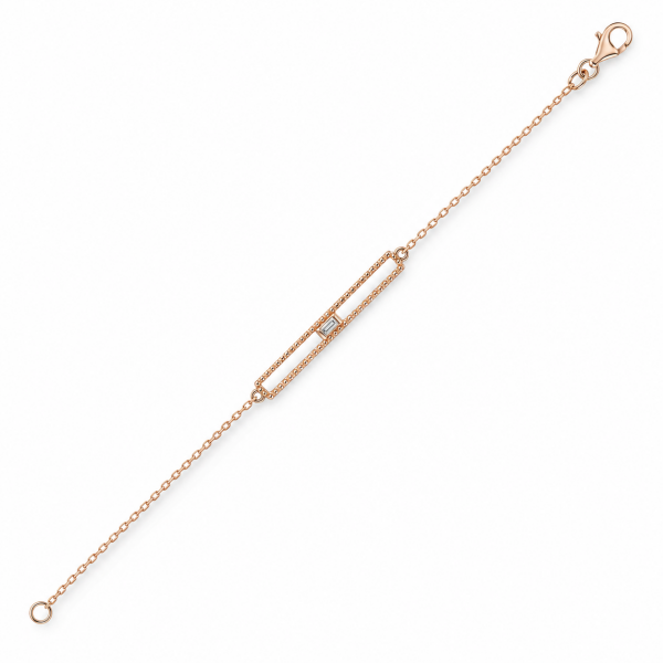0.02 Karat Geometrik Baget Pırlanta Rose Altın Bileklik