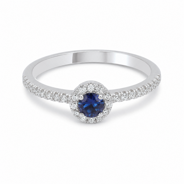 0.60 Karat Safir ve E Renk SI Pırlanta Yüzük