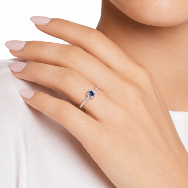 0.60 Karat Safir ve E Renk SI Pırlanta Yüzük