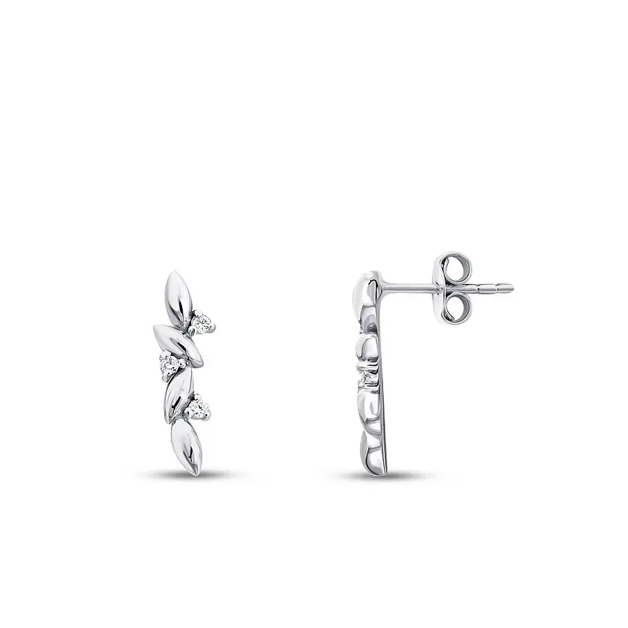 0.06 Karat Pırlanta Yuvarlak Taşlı Küpe