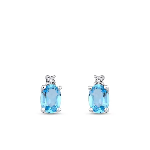 1.89 Karat Pırlanta Blue Topaz Küpe