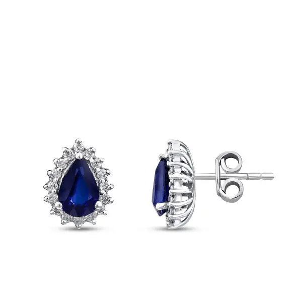 1.68 Karat Pırlanta Safir Küpe