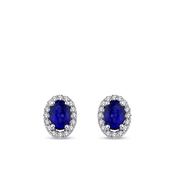 1.31 Karat Pırlanta Safir Küpe