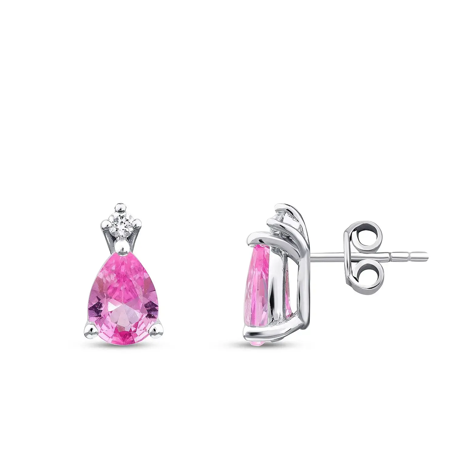 2.66 Karat Pırlanta Pembe Safir Küpe