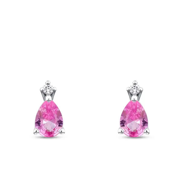 2.66 Karat Pırlanta Pembe Safir Küpe