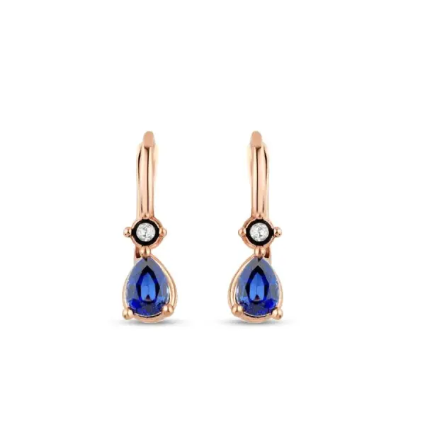 1.90 Karat Elmas Pırlanta Safir Küpe