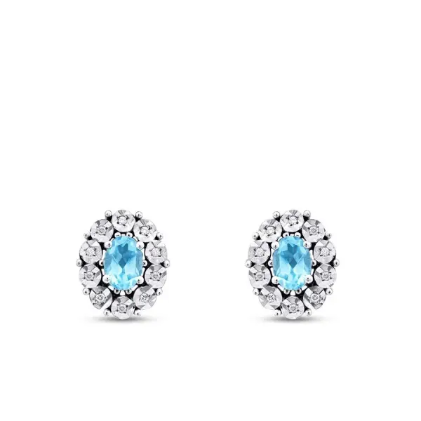 1.21 Karat Pırlanta Blue Topaz Küpe