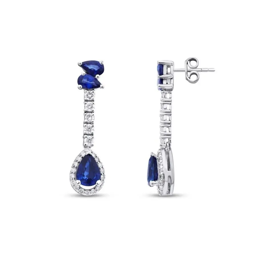 2.82 Karat Pırlanta Safir Küpe