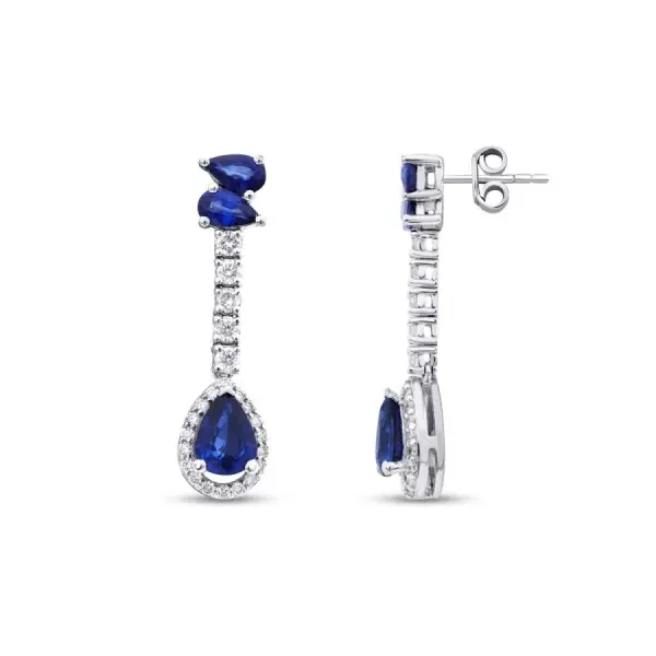 2.82 Karat Pırlanta Safir Küpe